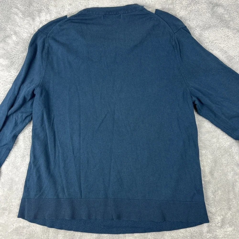 Banana Republic Mens Argyle Sweater XL Silk Cashmere Blue Gray Diamond‎ V-neck
